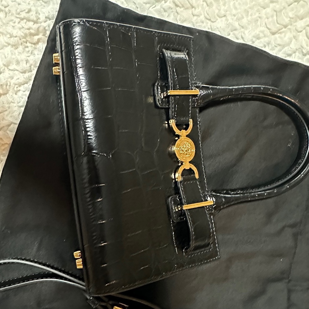 Versace Medusa 95 croc effect small tote bag